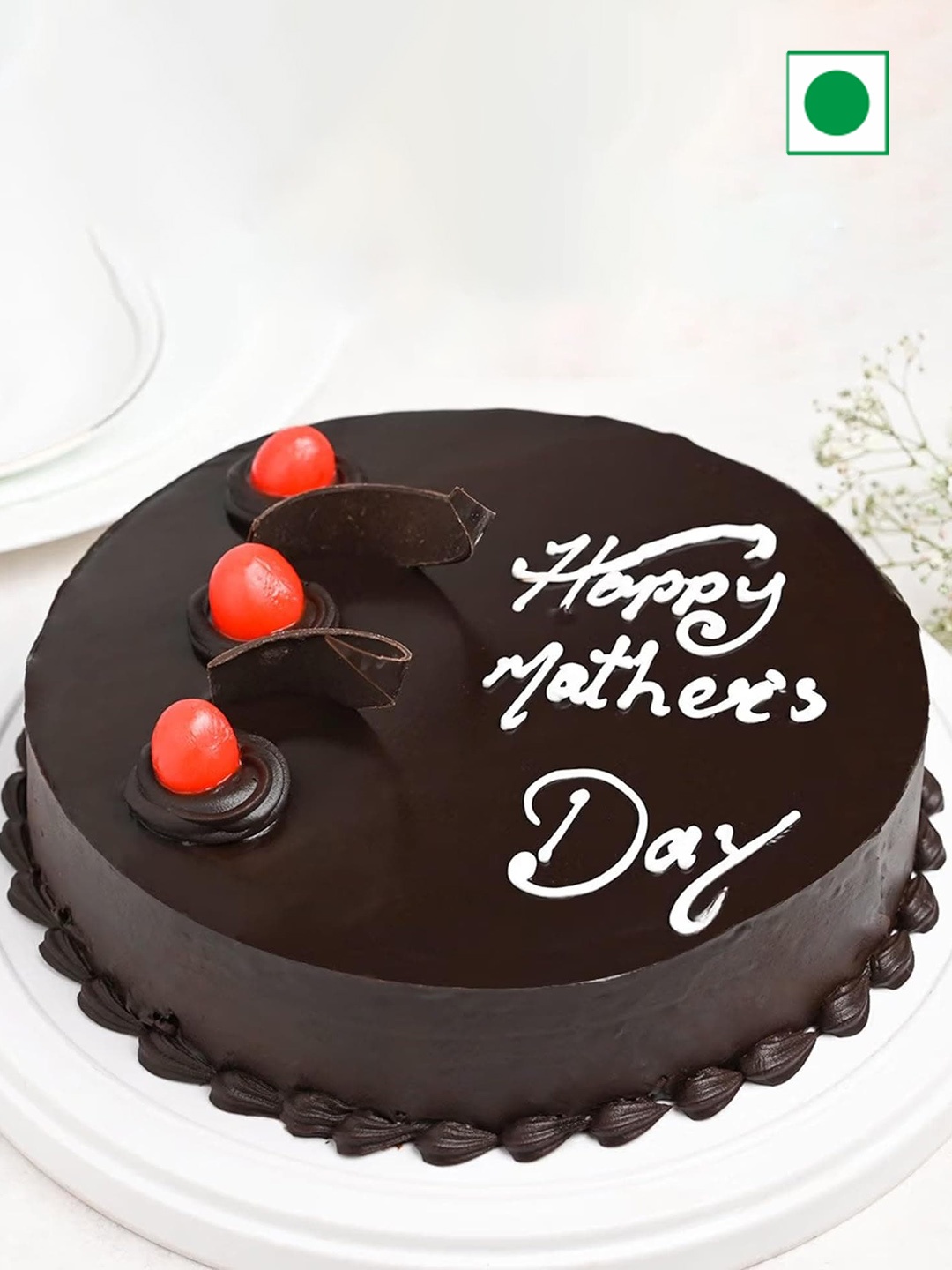 

Floweraura Mother's Day Round Eggless Chocolate Flavour Cake -1 kg, Brown