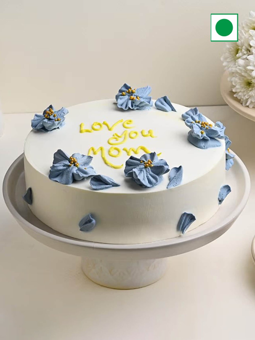 

Floweraura Vanilla Flavour Eggless Round Cake- 1 kg, White