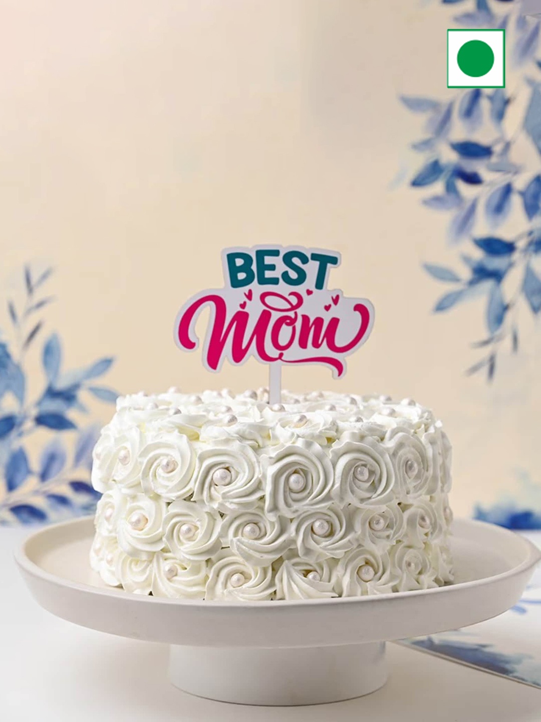 

Floweraura Mother's Day Round Eggless Black Forest Flavour Cake -1 kg, White
