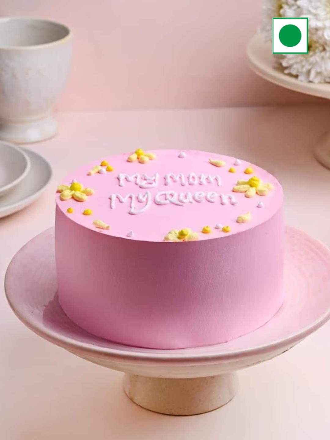 

Floweraura Mother's Day Round Eggless Vanilla Flavour Cake -1 kg, Pink