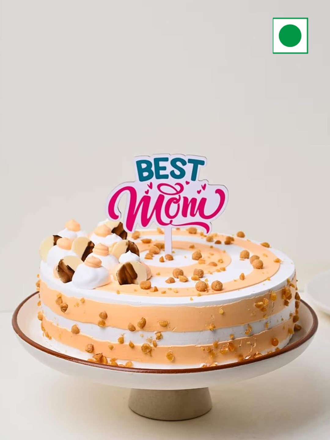 

Floweraura Butterscotch Flavour Eggless Round Cake 3 kg, White
