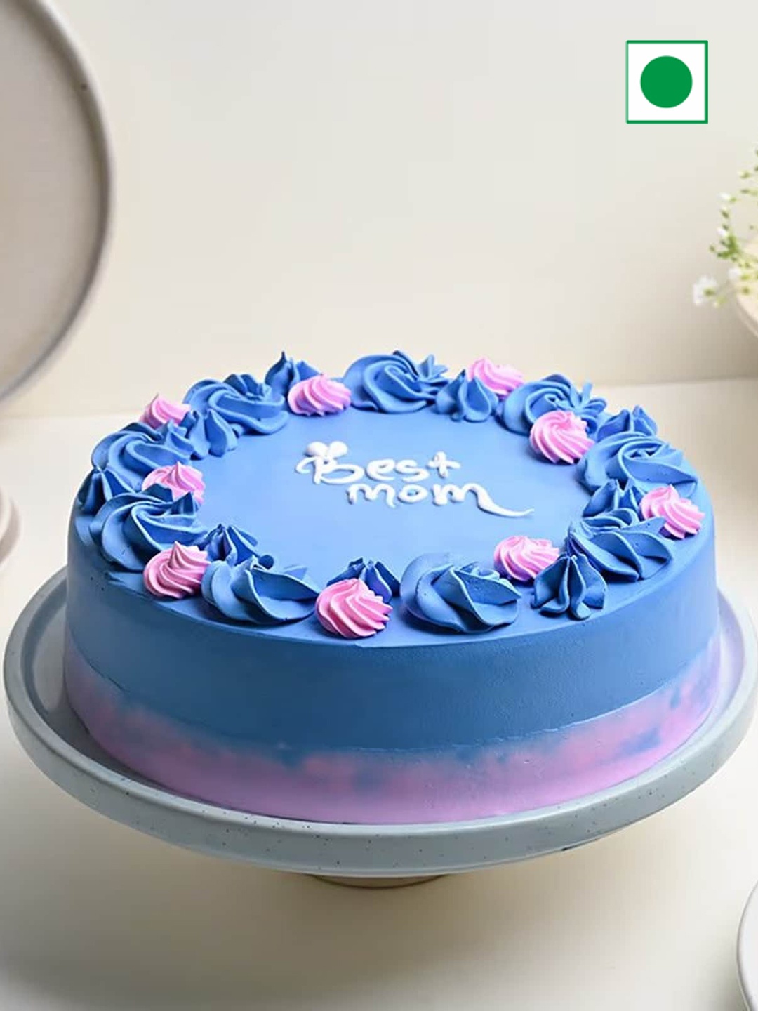 

Floweraura Mother's Day Round Eggless Vanilla Flavour Cake -500 g, Blue