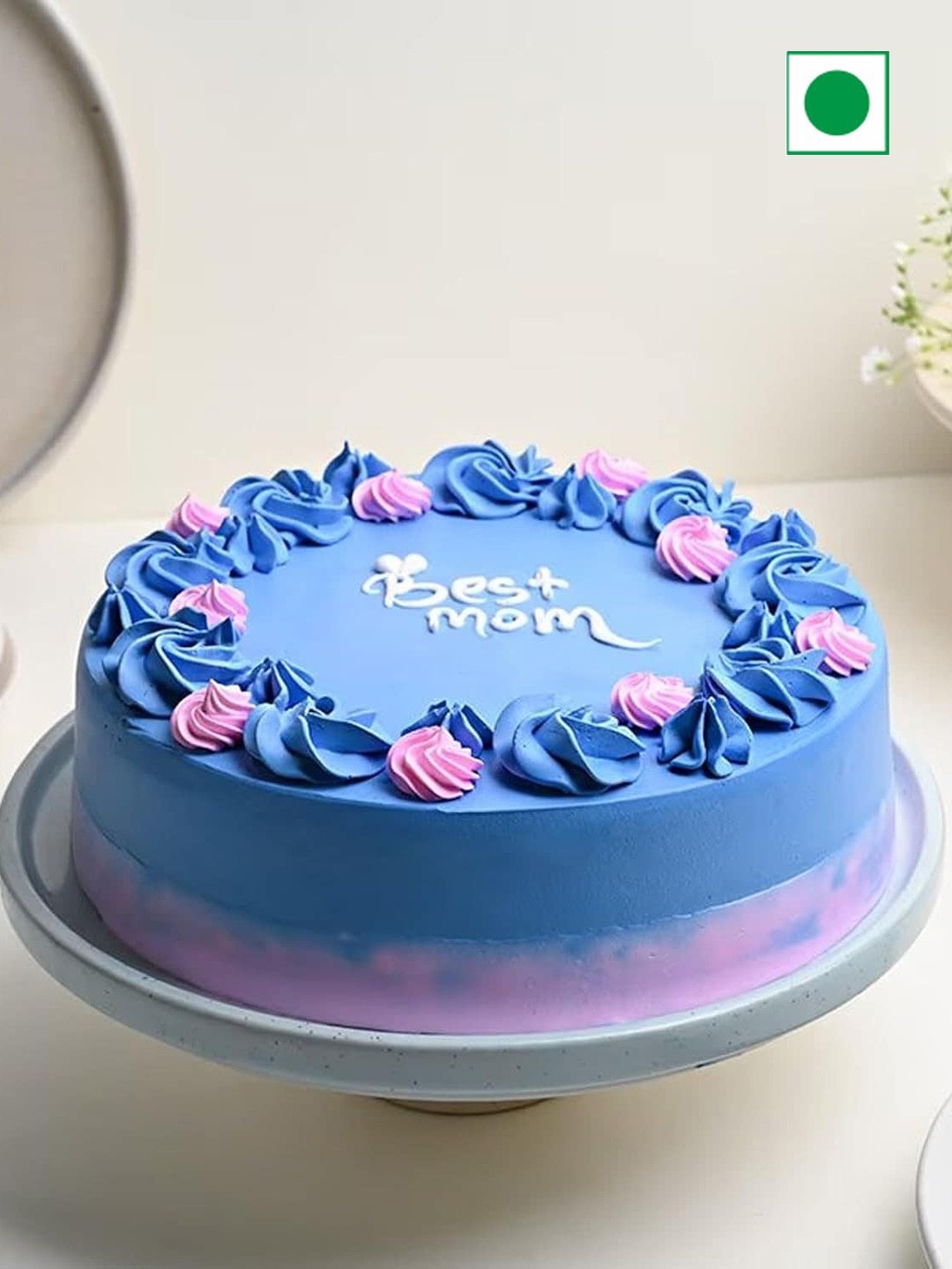 

Floweraura Mother's Day Round Eggless Vanilla Cake 3 kg, Blue