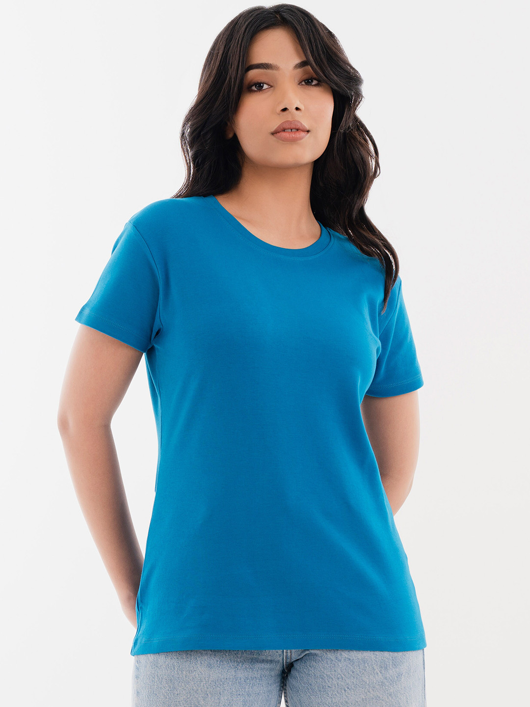 

Halff Grey Pure Cotton Round Neck T-shirt, Blue