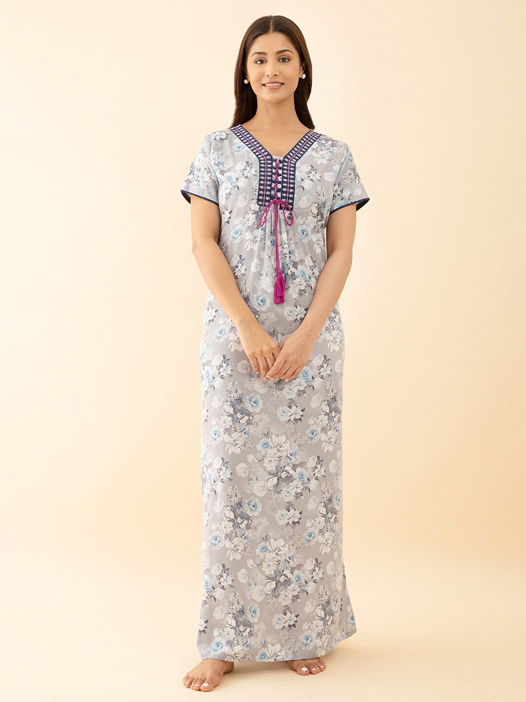 

Maybell Floral Printed Maxi Nightdress, Blue