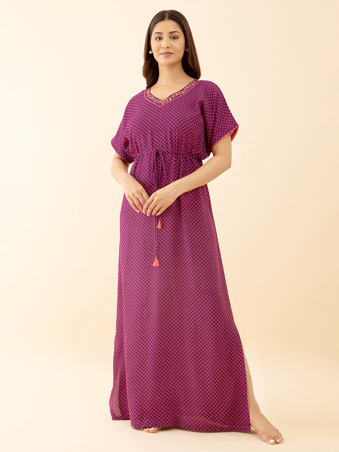 

Maybell Geometric Printed Maxi Nightdress, Pink