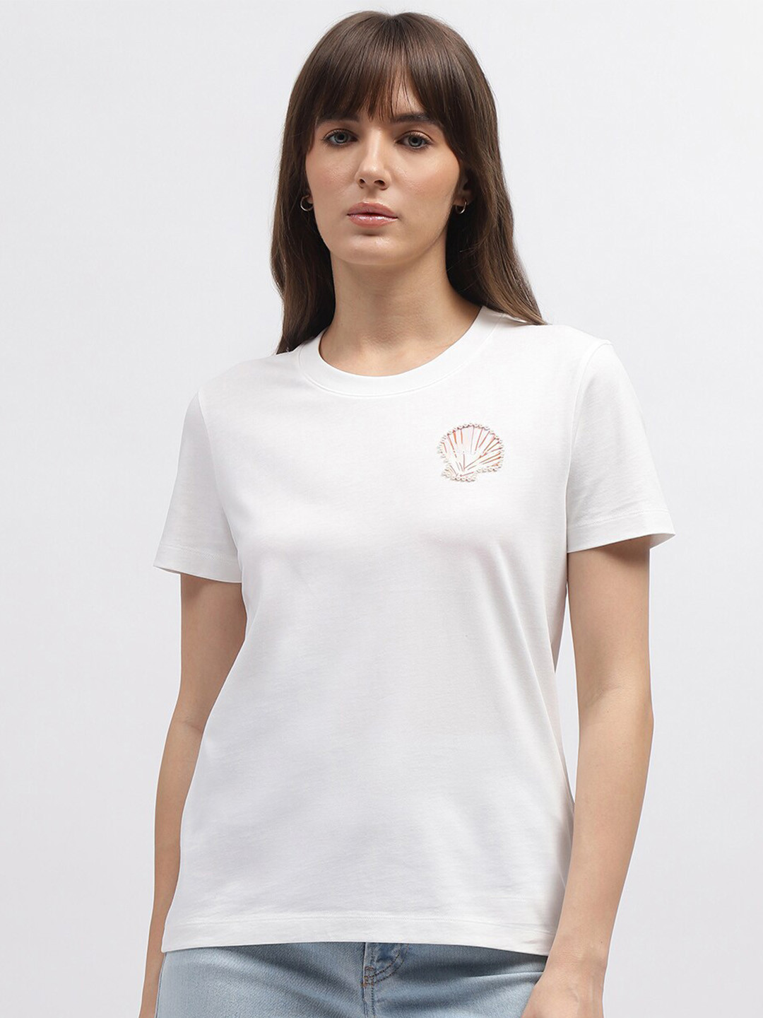 

GANT Embellished Round Neck Pure Cotton T-shirt, White