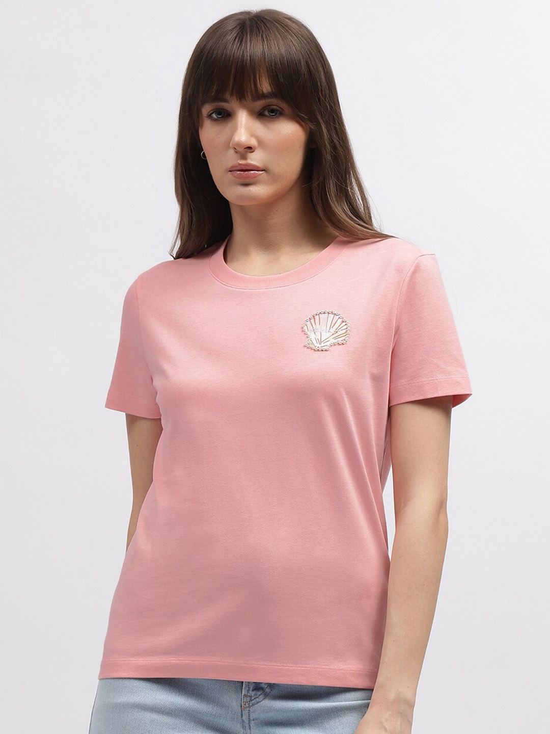 

GANT Round Neck Pure Cotton T-shirt, Pink