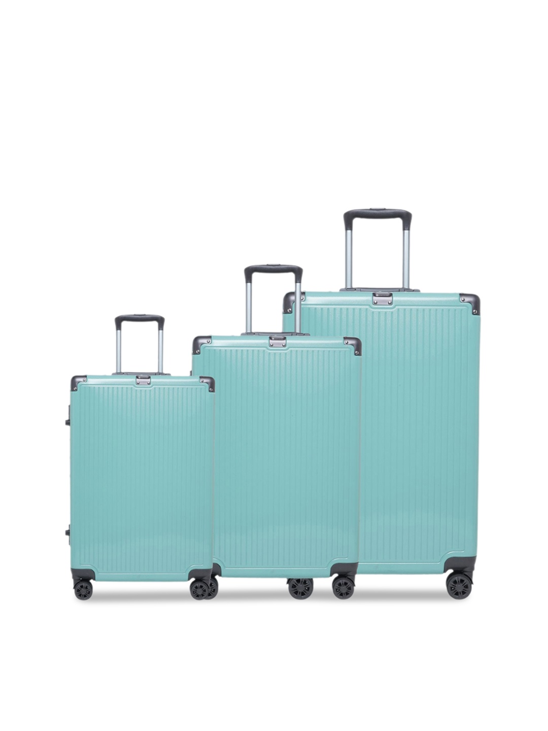 

SWISS MILITARY Set Of 3 Textured Hard-Sided Trolley Bags, Green