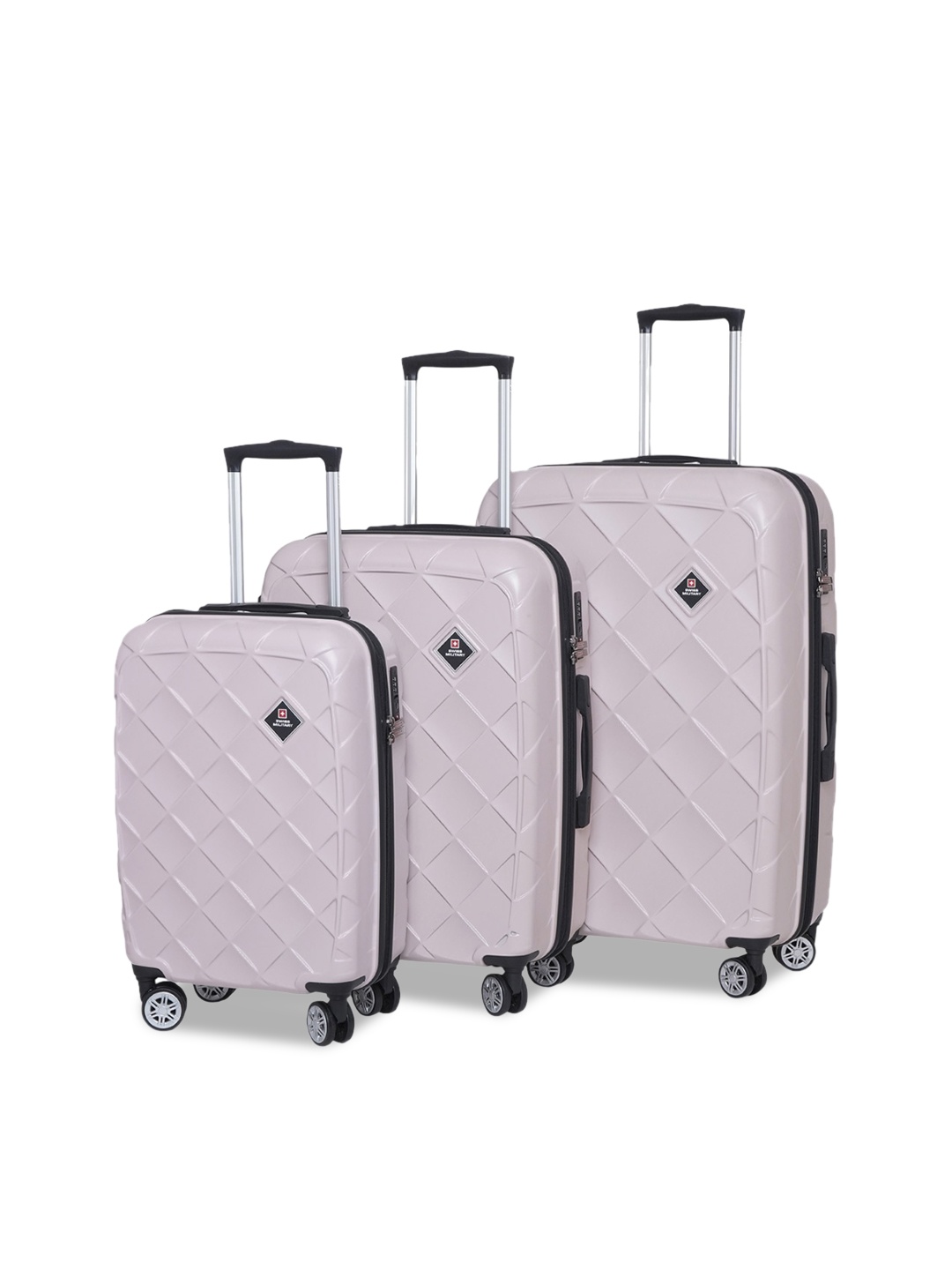 

SWISS MILITARY Set Of 3 Textured Hard-Sided Trolley Bags, Pink