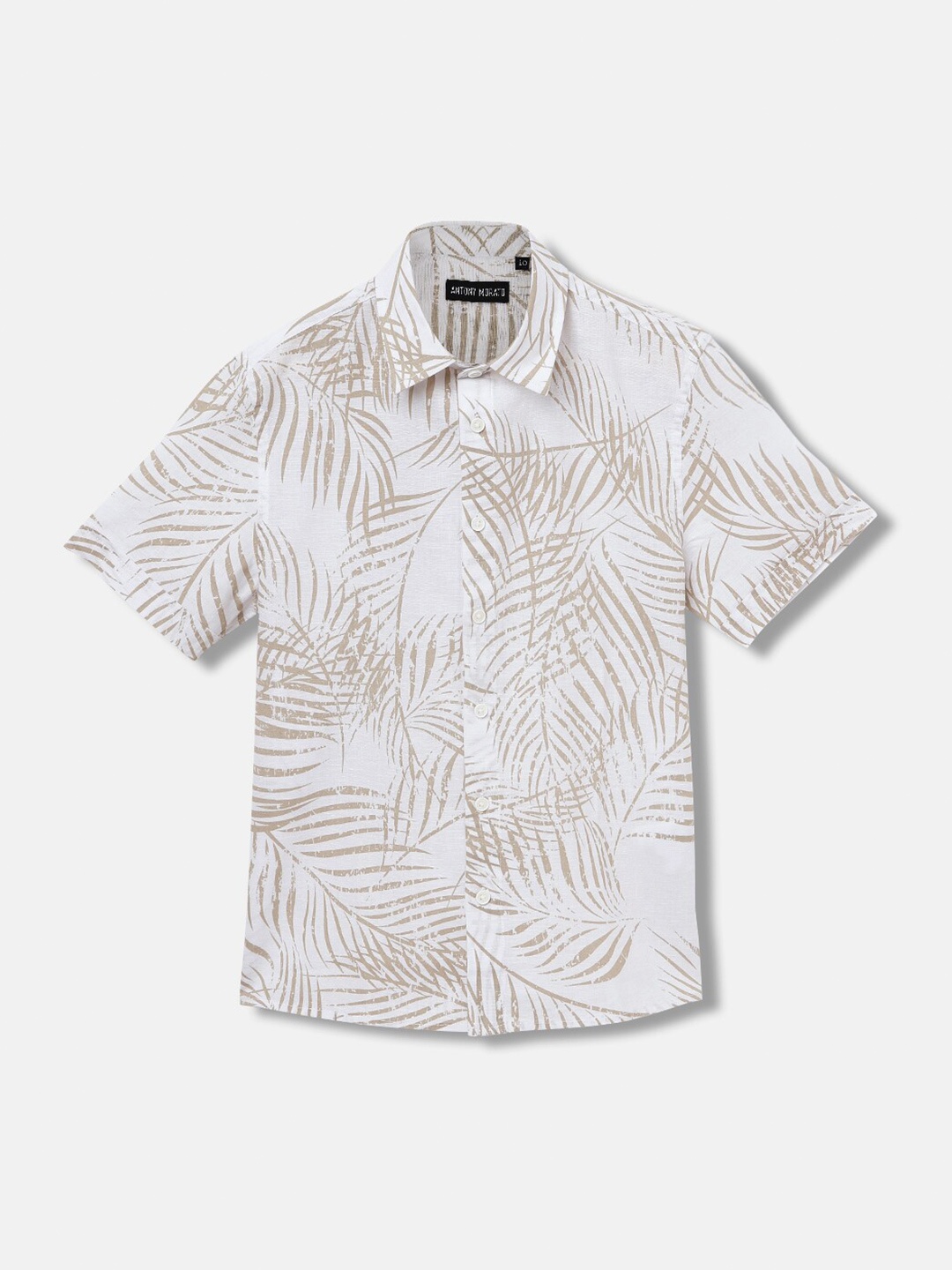 

Antony Morato Boys Floral Printed Spread Collar Casual Shirt, White