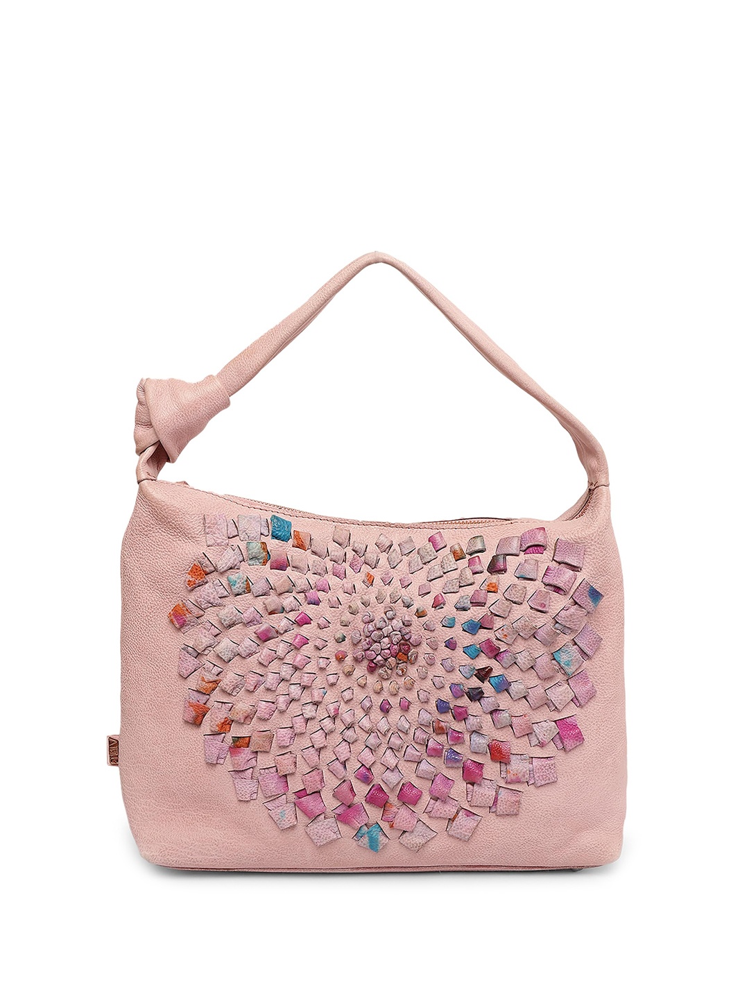 

ART N VINTAGE Textured Leather Structured Shoulder Bag, Rose