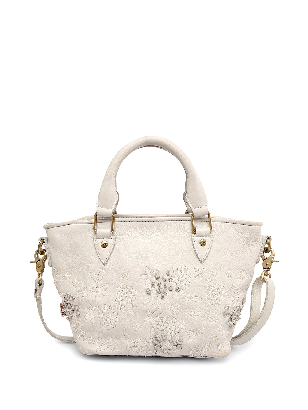 

ART N VINTAGE Leather Structured Handheld Bag, Off white