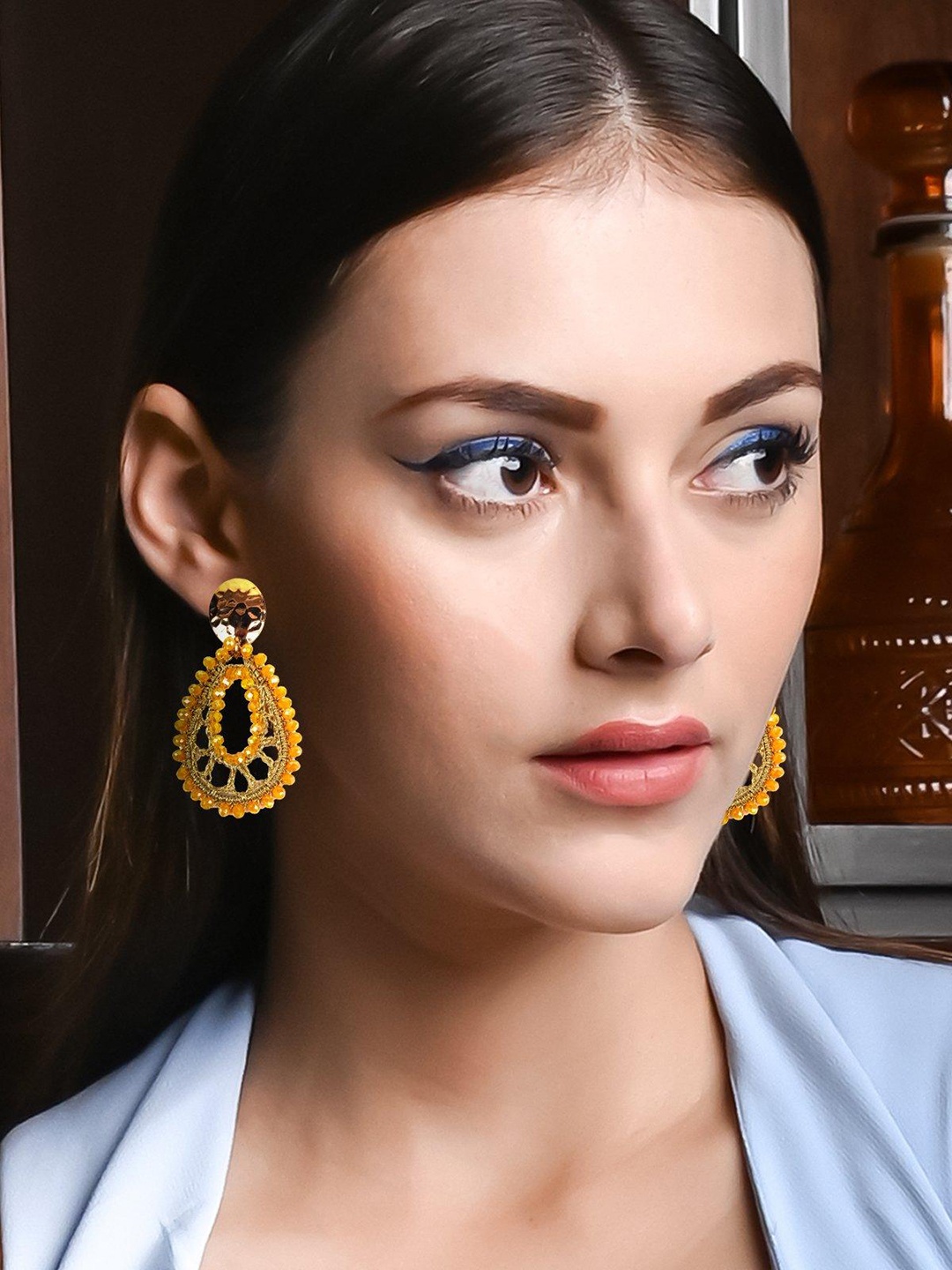 

ODETTE Gold Plated Artificial Beads Drop Earrings
