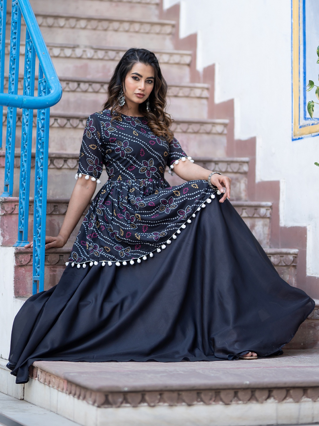 

ASPORA Printed Semi-Stitched Lehenga & Unstitched, Black