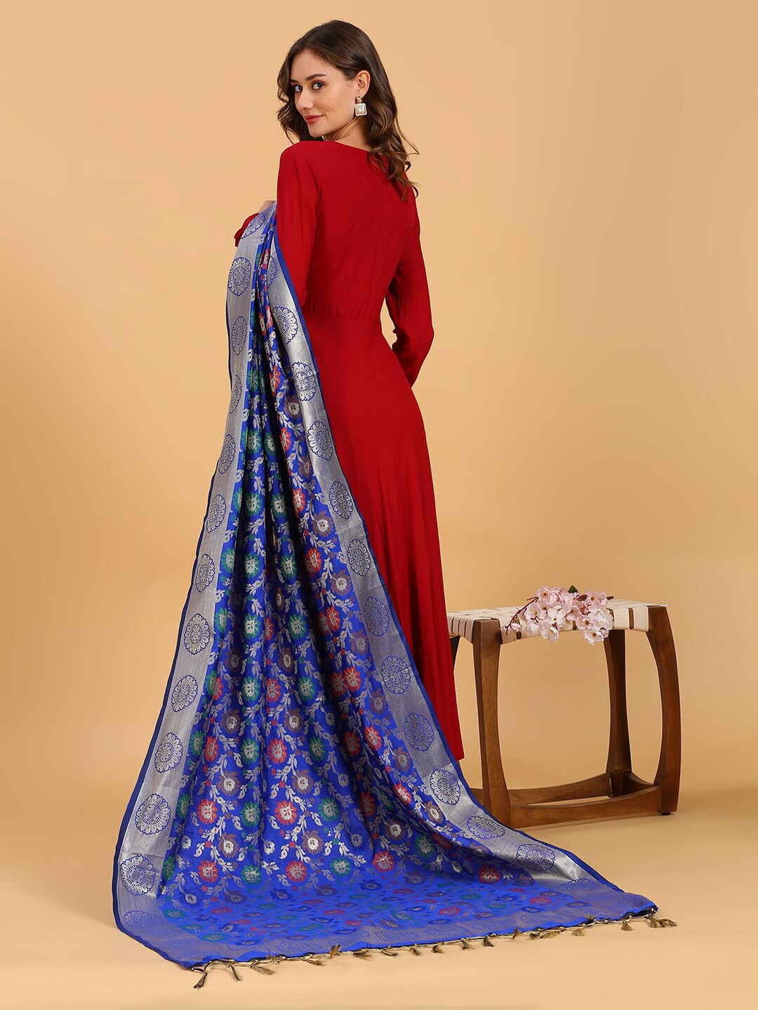 

Dupatta Bazaar Woven Design Banarasi Silk Dupatta, Blue