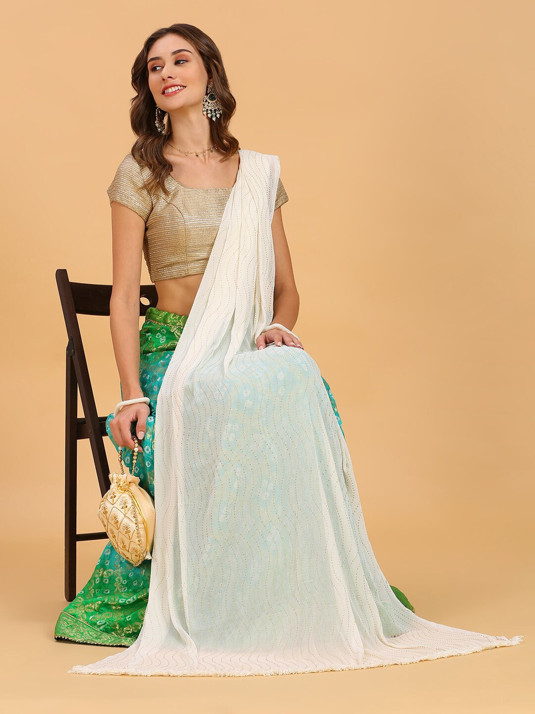 

Dupatta Bazaar Embellished Chiffon Dupatta, Off white