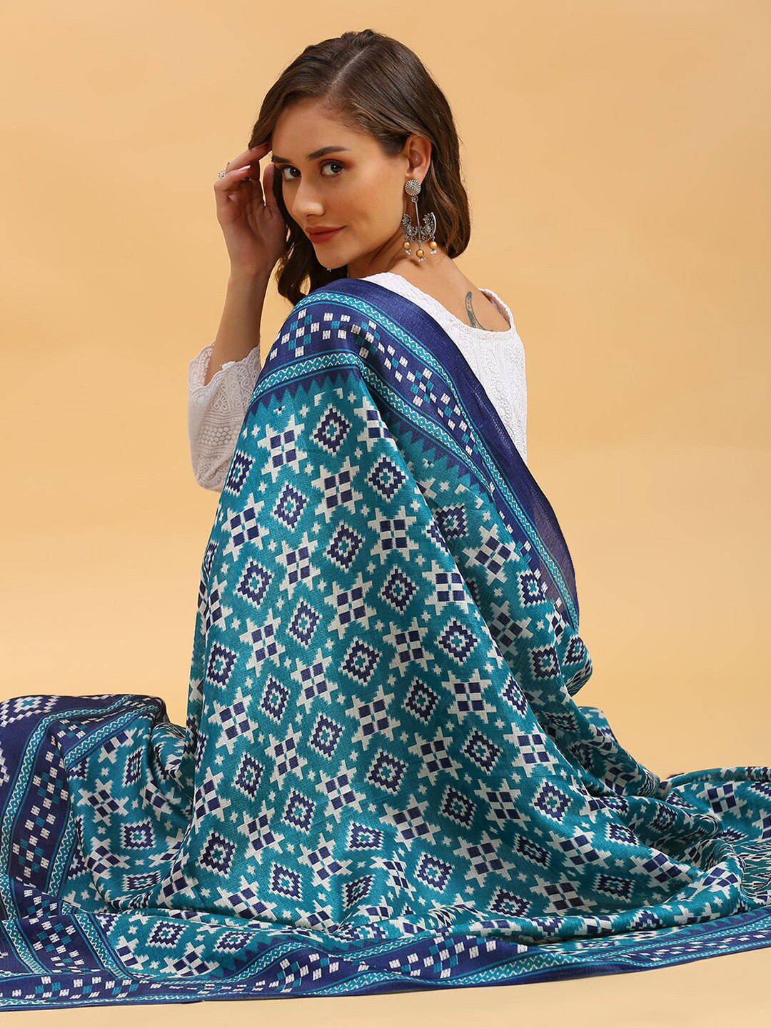 

Dupatta Bazaar Ethnic Motifs Printed Art Silk Dupatta, Green
