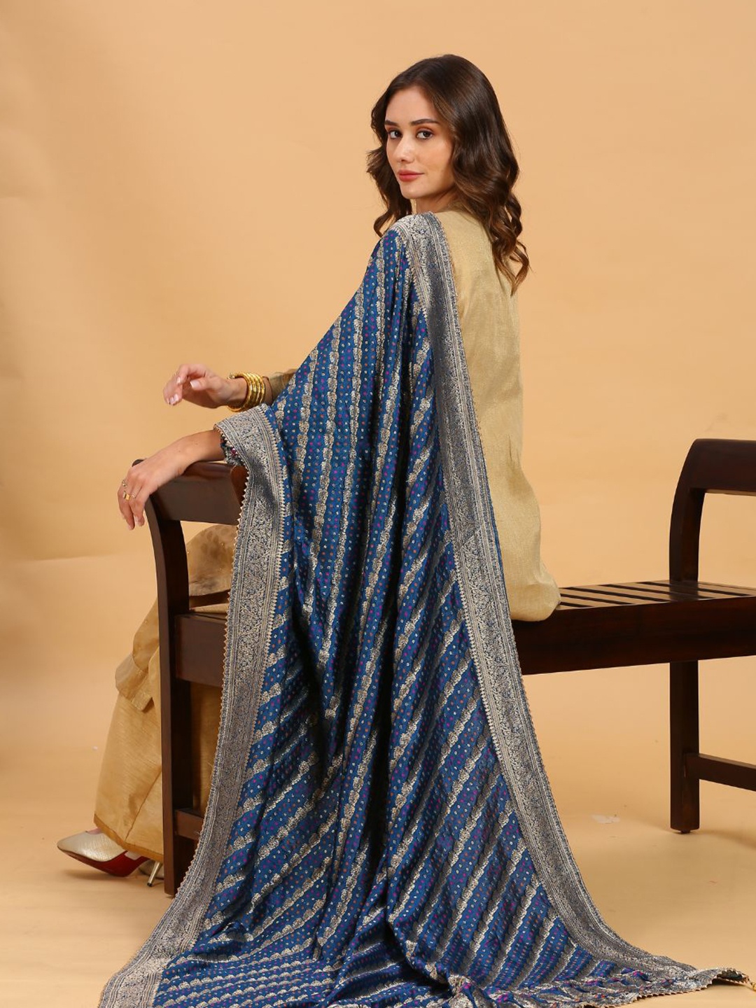 

Dupatta Bazaar Woven Design Dupatta with Zari, Blue