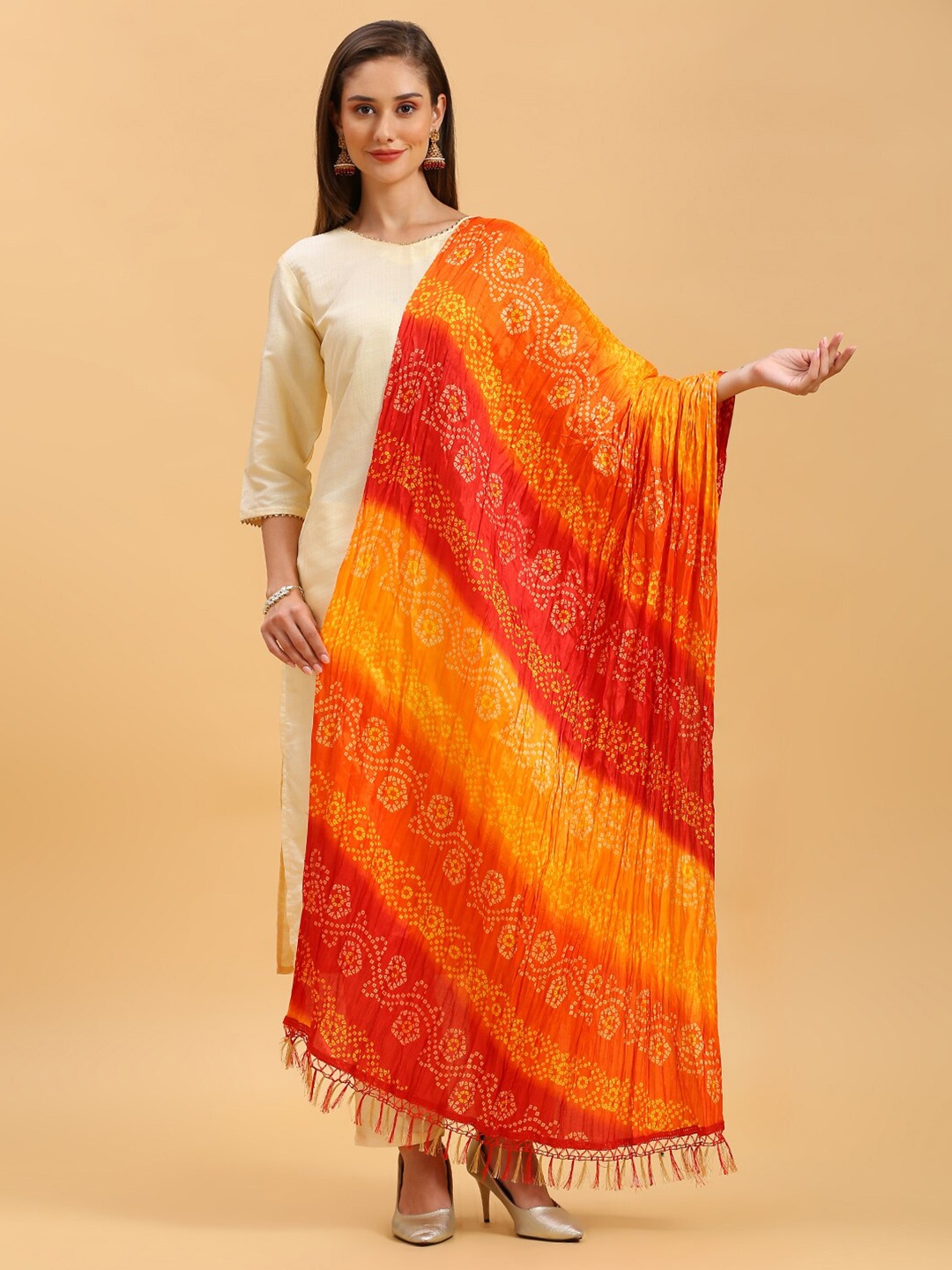 

Dupatta Bazaar Ethnic Motifs Printed Art Silk Dupatta, Red