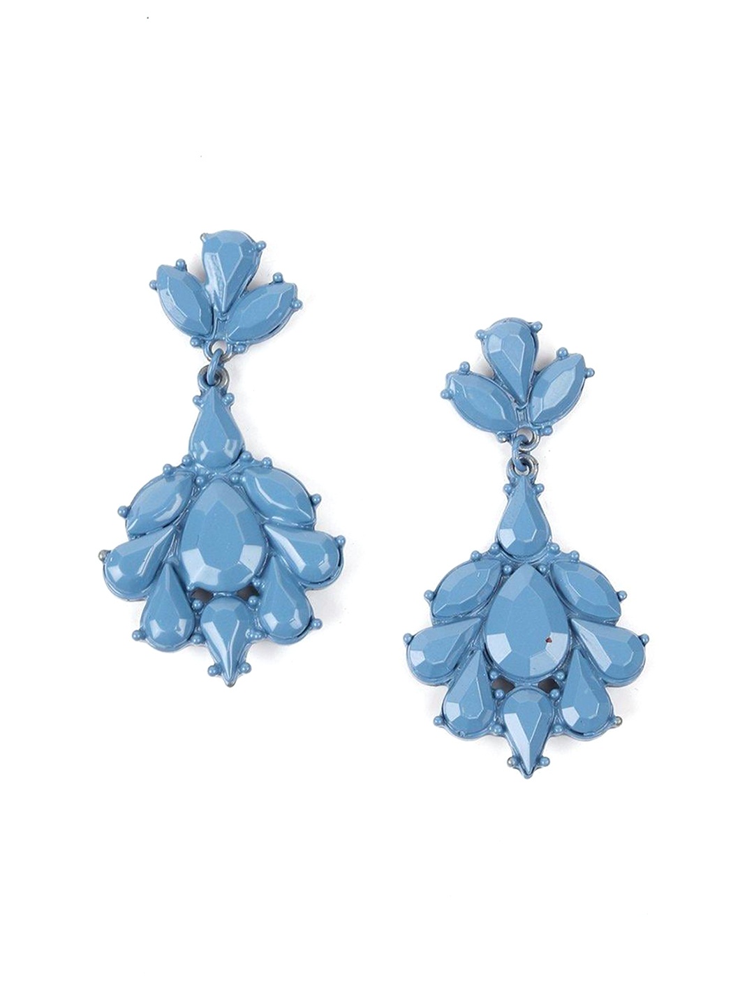 

ODETTE Gold-Plated Stone Studded Contemporary Drop Earrings, Blue