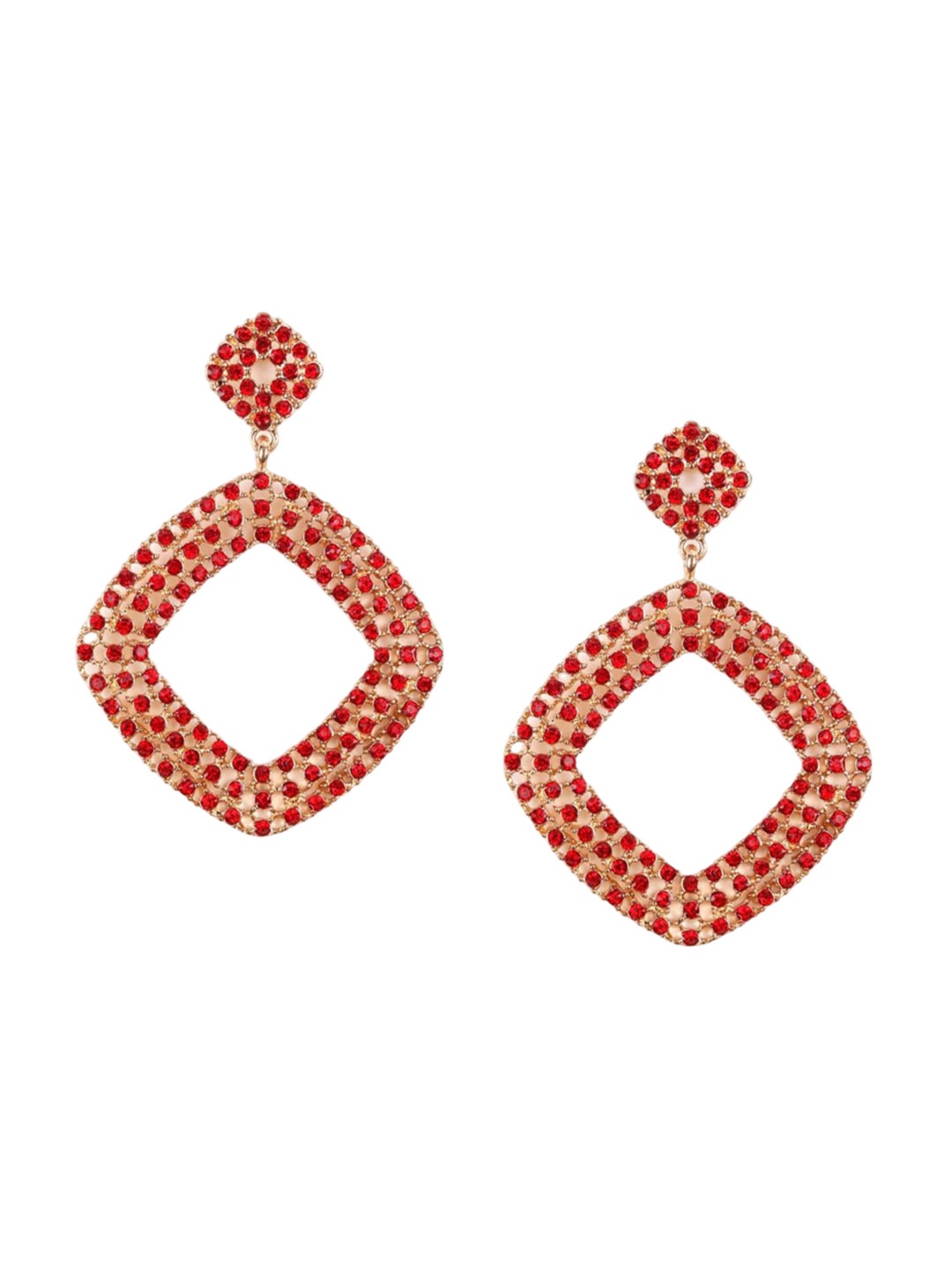 

ODETTE Gold-Plated Rhinestone-Studded Geometric Drop Earrings