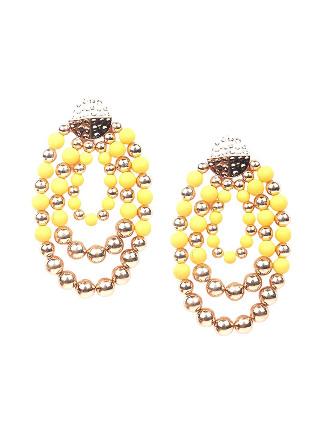 

ODETTE Gold-Plated Beaded Contemporary Drop Earrings, Yellow
