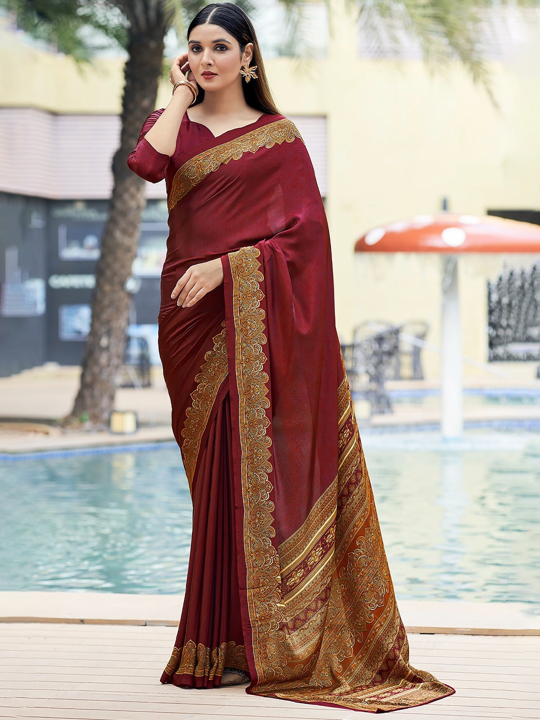 

Reboot Fashions Pure Silk Saree, Maroon