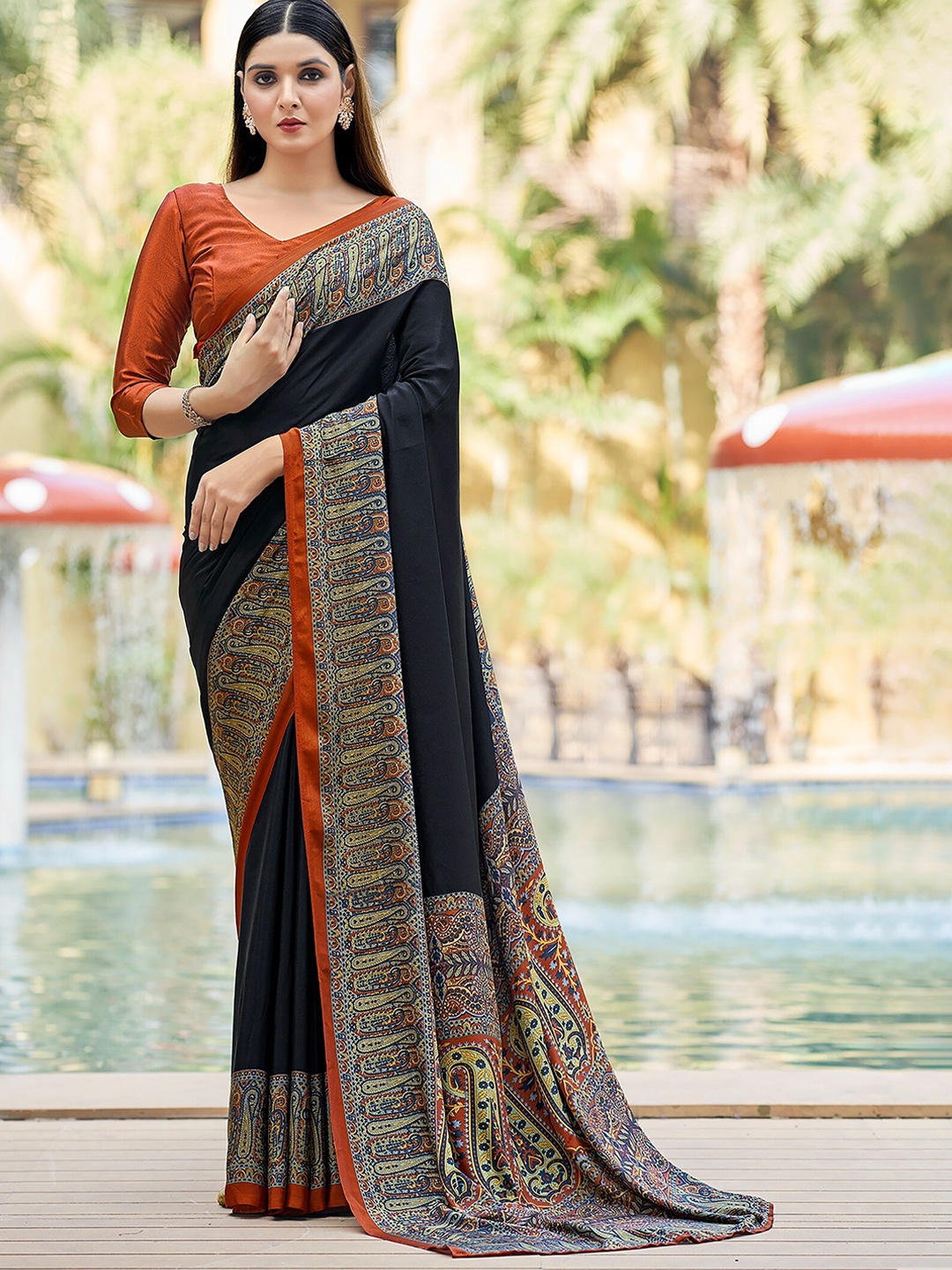 

Reboot Fashions Pure Silk Saree, Black