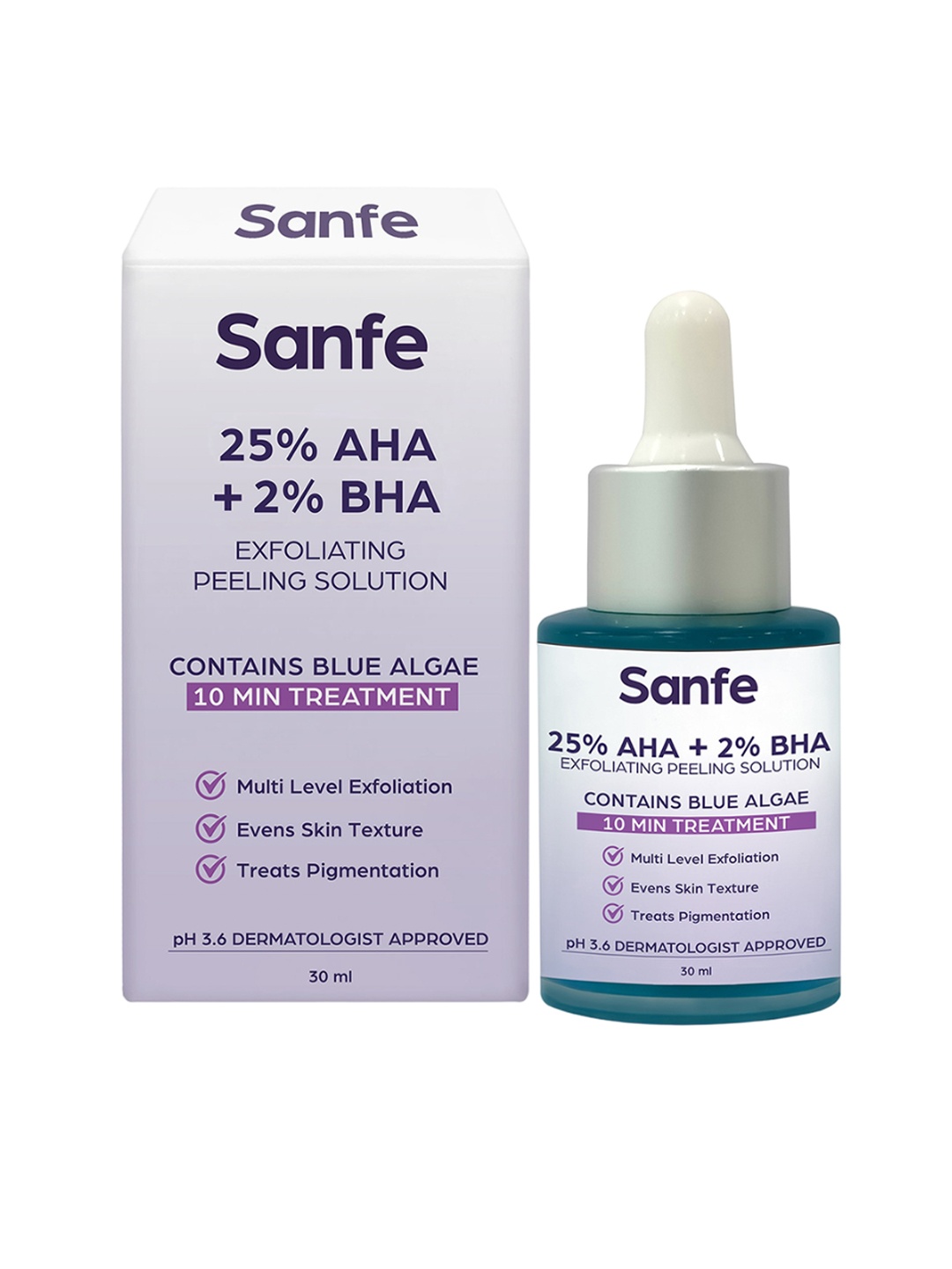 

Sanfe 25% AHA + 2% BHA Exfoliating Peeling Solution with Blue Algae - 30ml