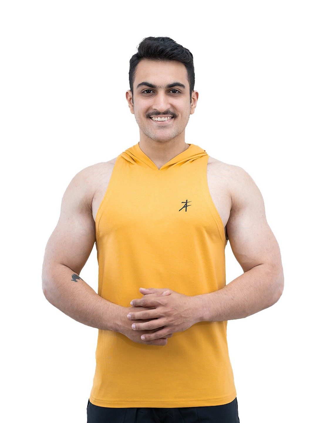 

Athflex Men Training Sleeveless Gym and Sports Hoodie, Yellow