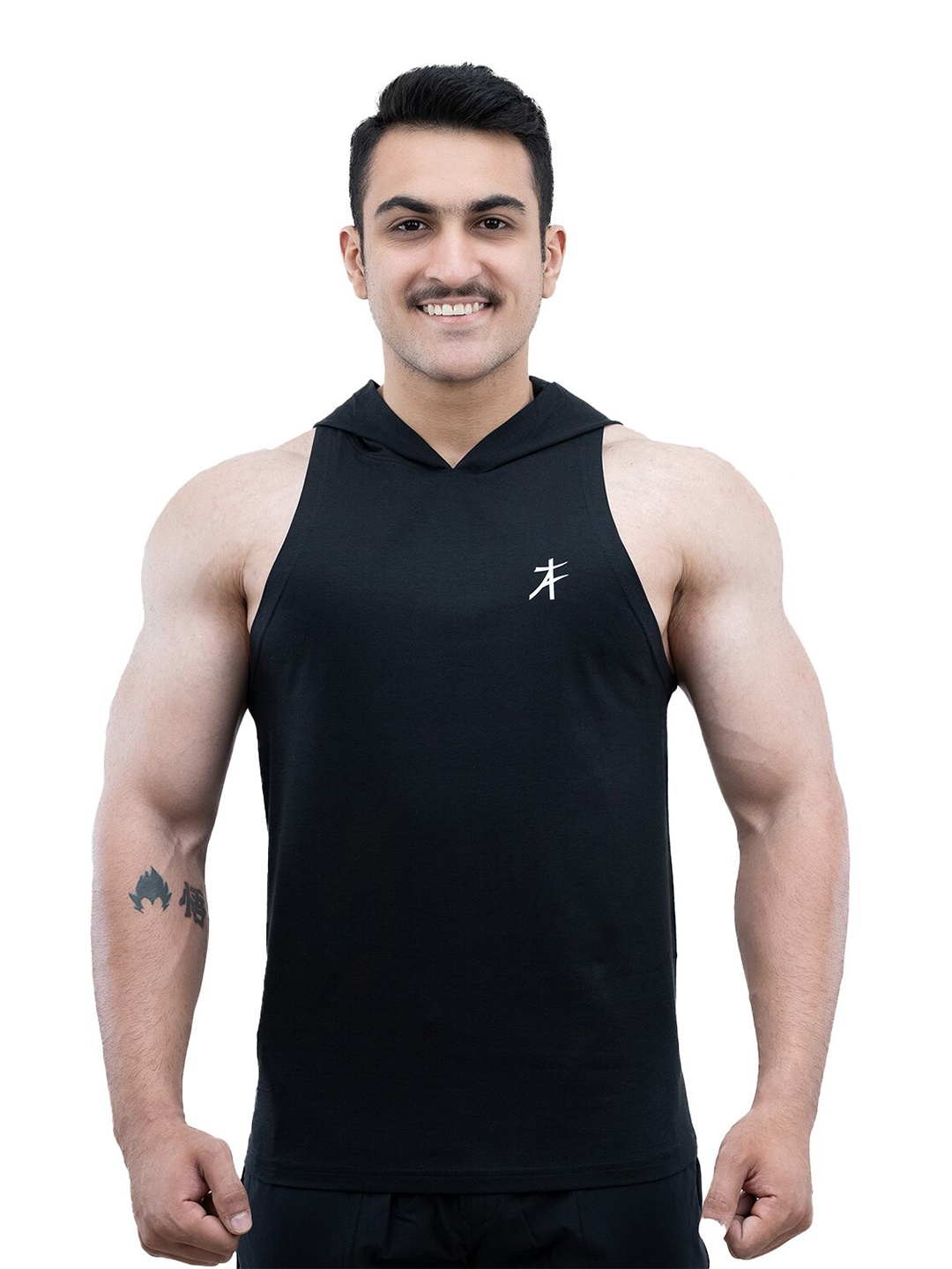 

Athflex Men Sleeveless Lightweight Training Hoodie, Black