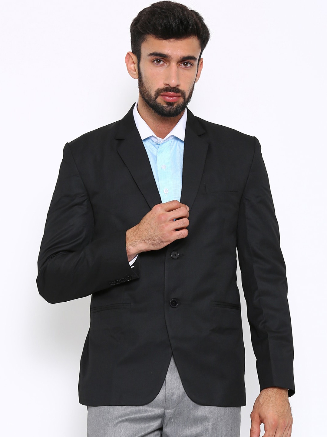 

Shaftesbury London Single-Breasted Satin Slim-Fit Formal Blazer, Black