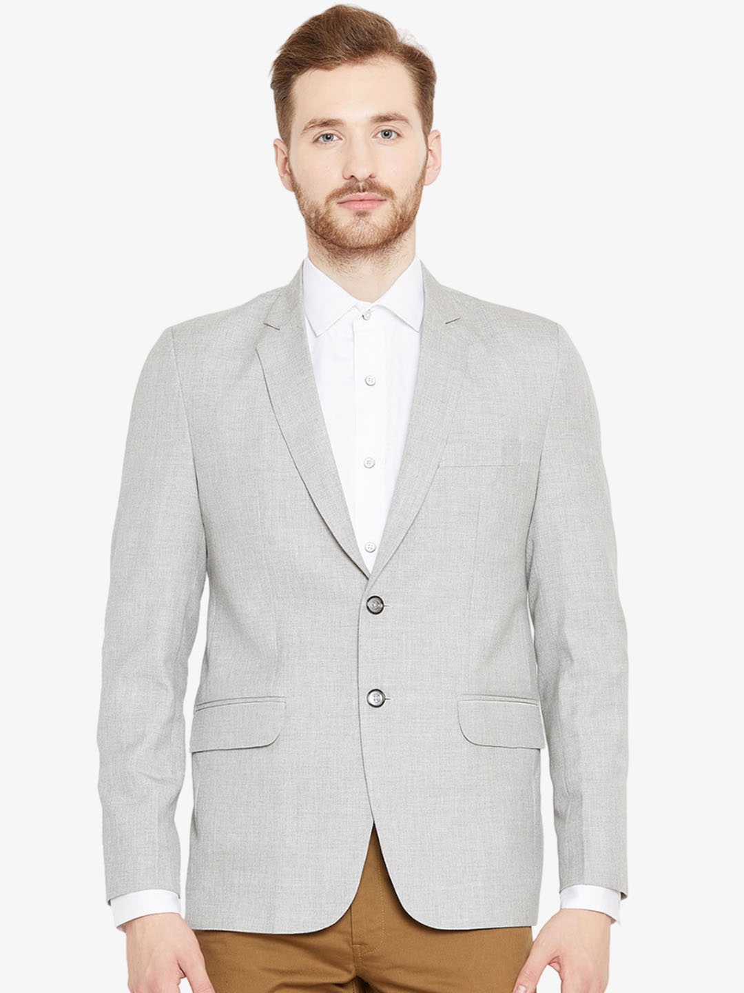 

Shaftesbury London Single-Breasted Satin Slim-Fit Formal Blazer, Grey