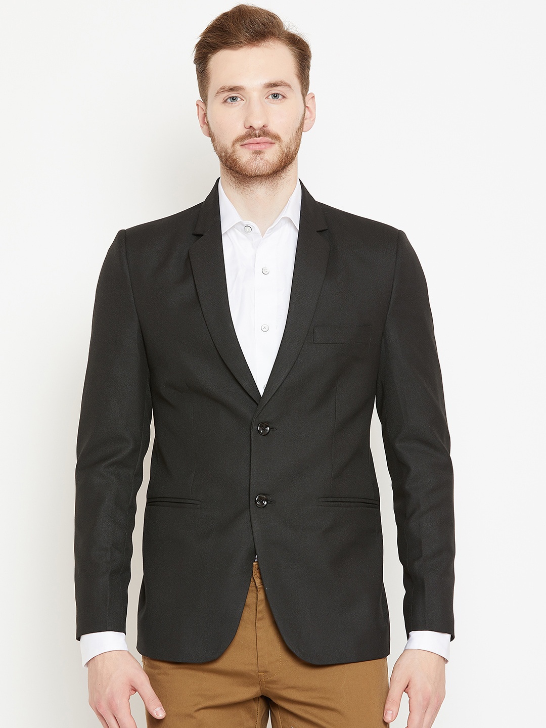 

Shaftesbury London Single-Breasted Satin Slim-Fit Formal Blazer, Black