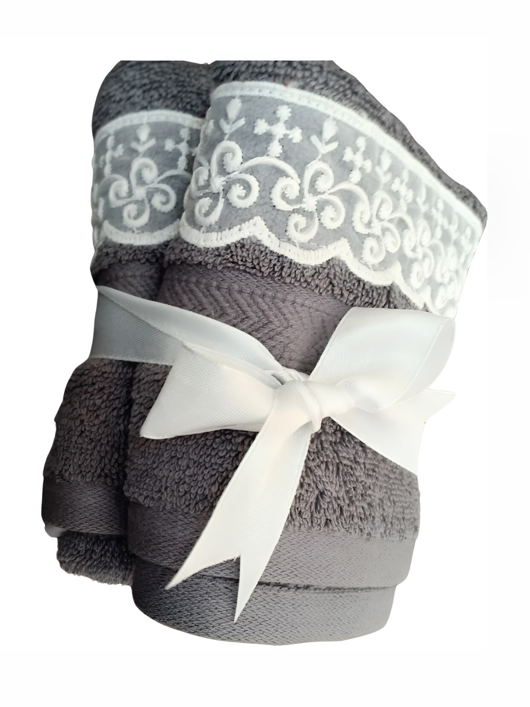 

GAB Grey and White 2 Pieces 500 GSM Pure Cotton Hand Towels