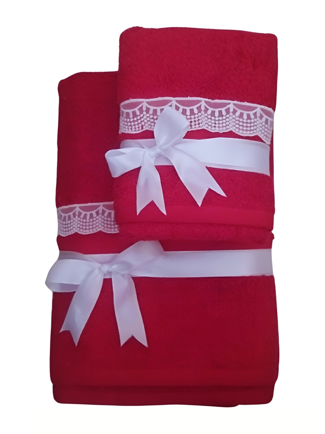 

GAB Red & White 2 Pieces Cotton 500 GSM Bath Towel