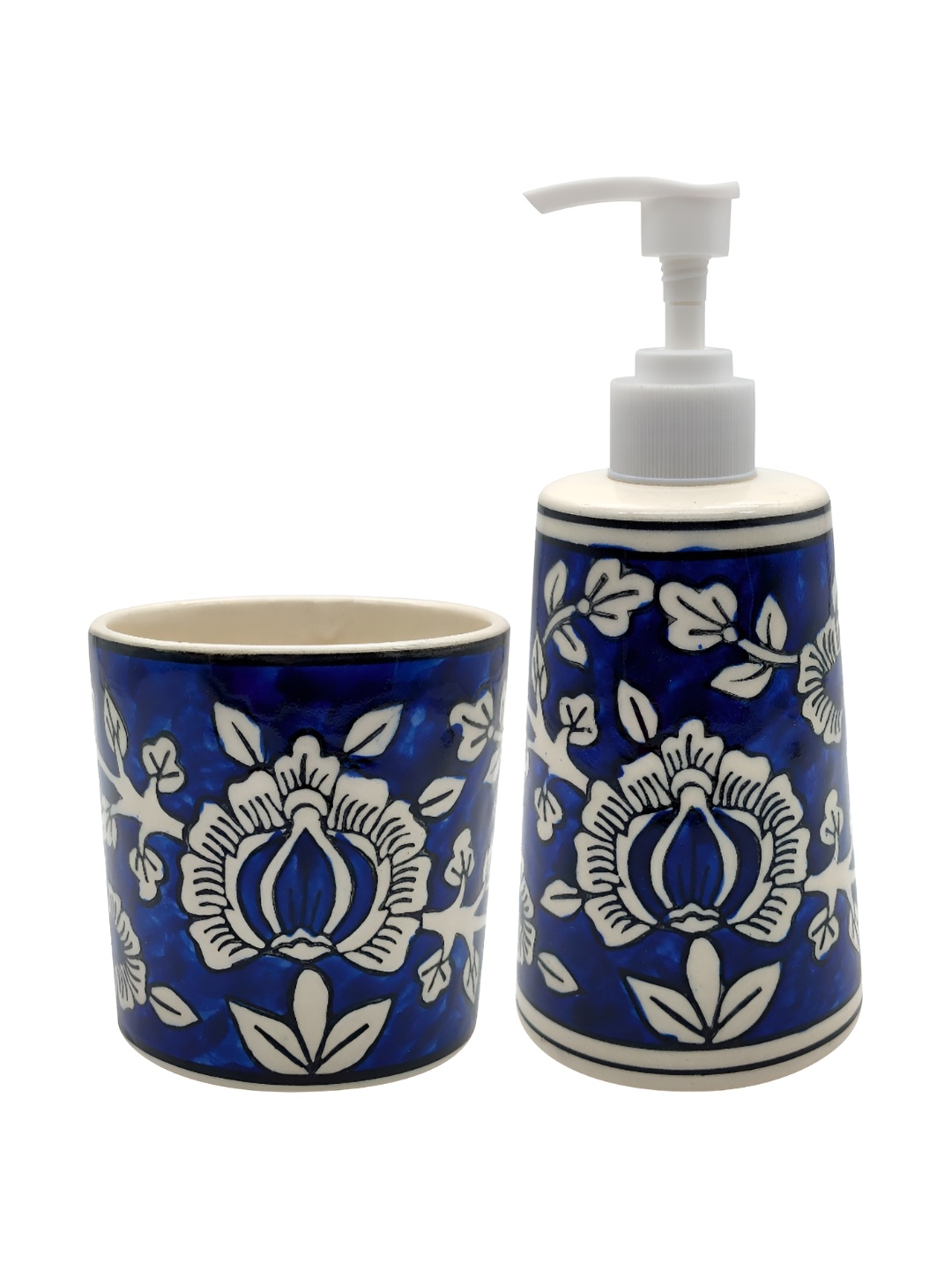 

Old Edge Ceramics Blue & White 2 Pieces Floral Printed Stoneware Bath Set