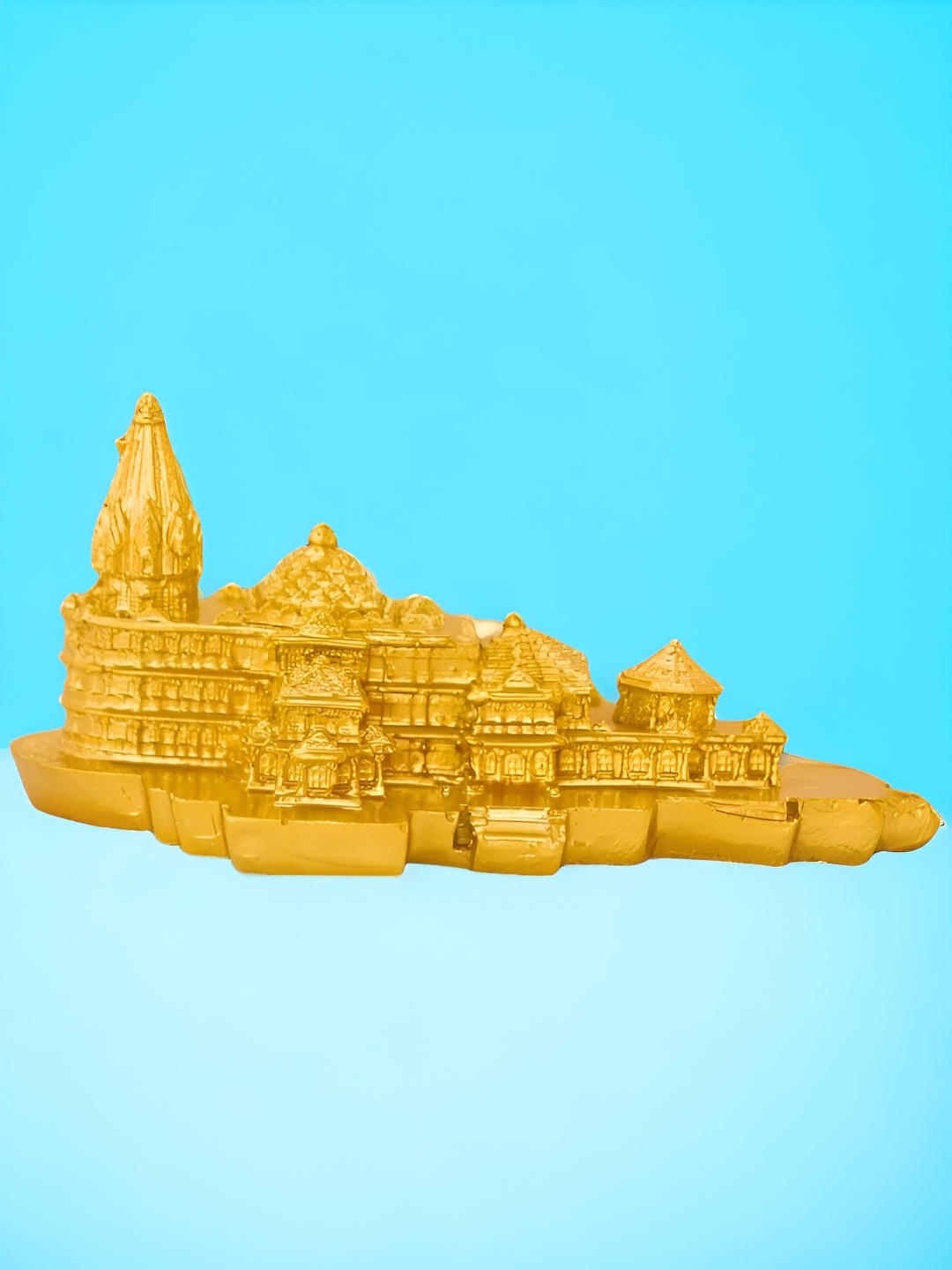 

bettergiftflowers Gold-Toned Heritage Ram Mandir Replica Religious Idol Showpiece