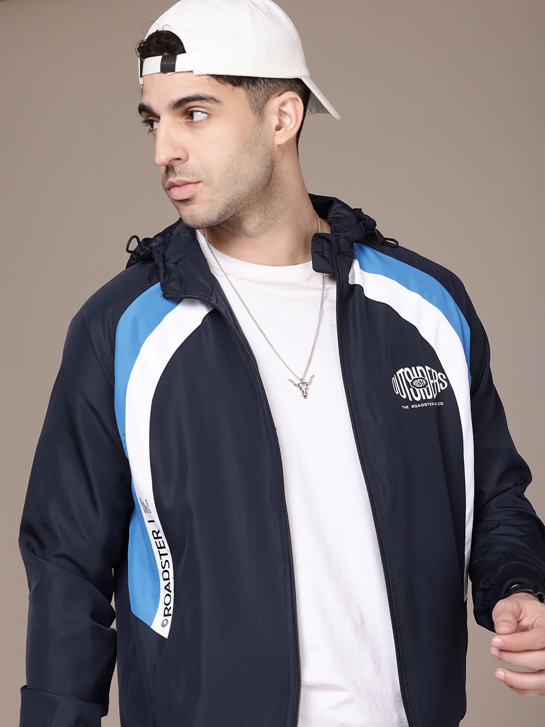 

The Roadster Life Co. Colourblocked Open Front Casual Jacket, Navy blue