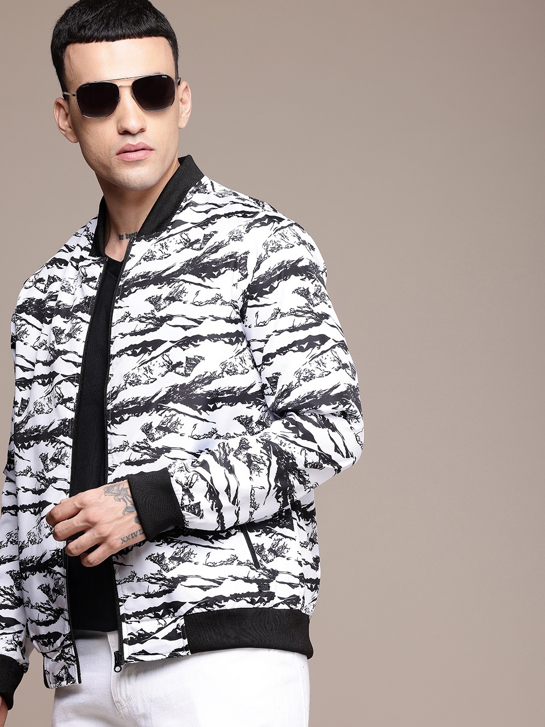 

The Roadster Life Co. Graphic Printed Bomber Jacket, Black