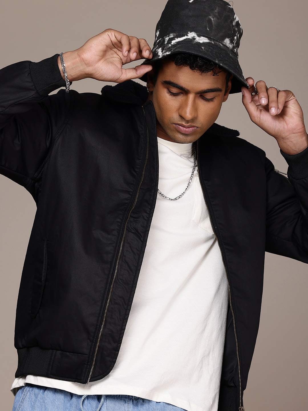 

The Roadster Life Co. Faux Trim Bomber Jacket, Black