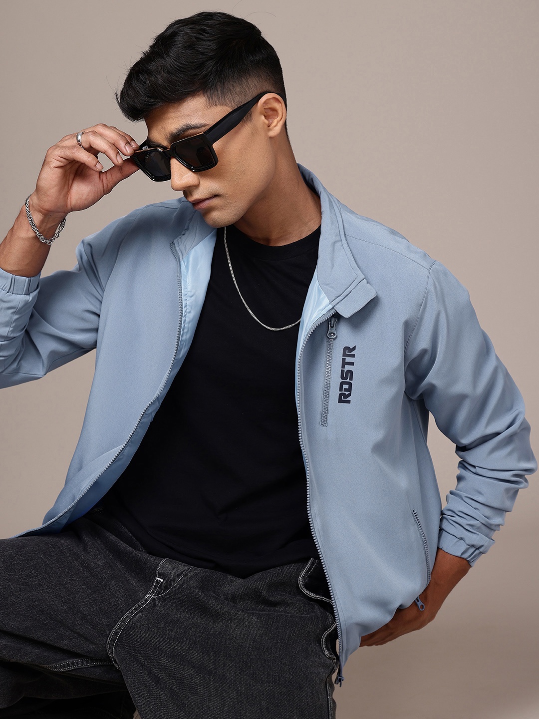 

The Roadster Life Co. Long Sleeves Bomber Jacket, Blue