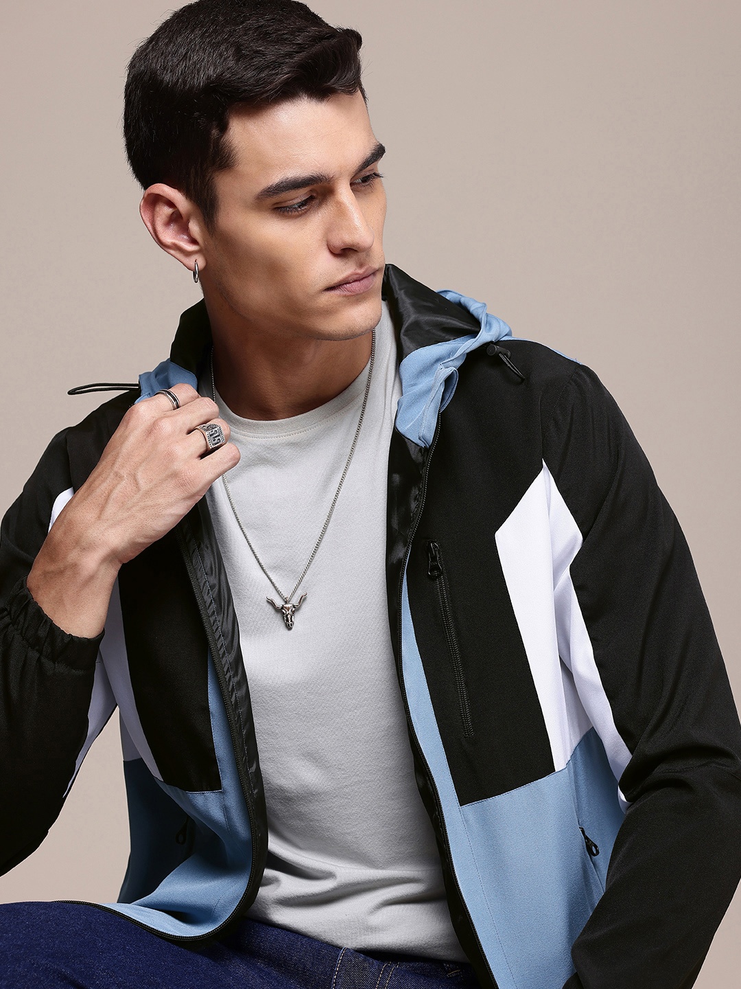 

The Roadster Life Co. Colourblocked Tailored Jacket, Blue