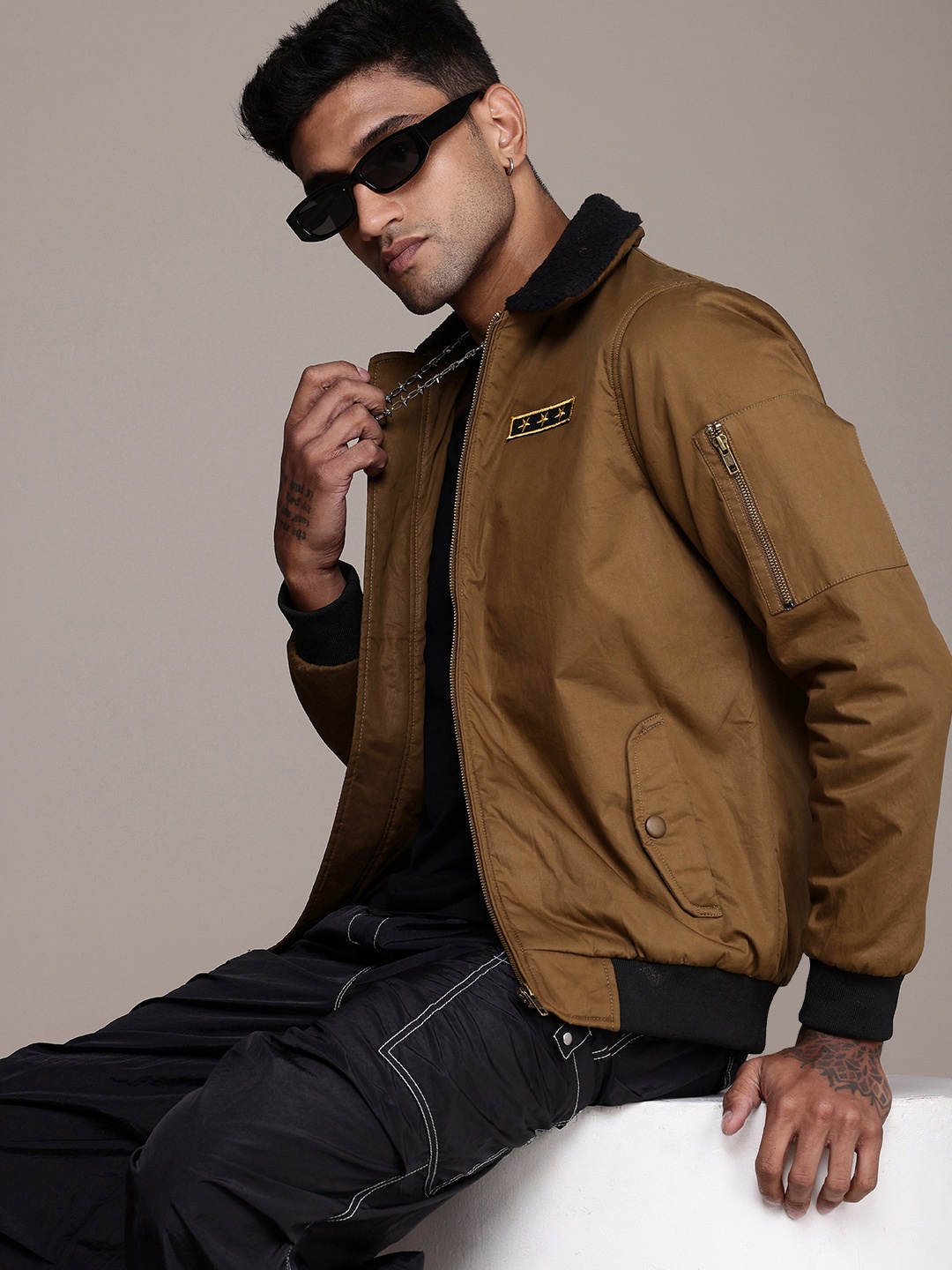 

The Roadster Life Co. Pure Cotton Bomber Jacket, Khaki
