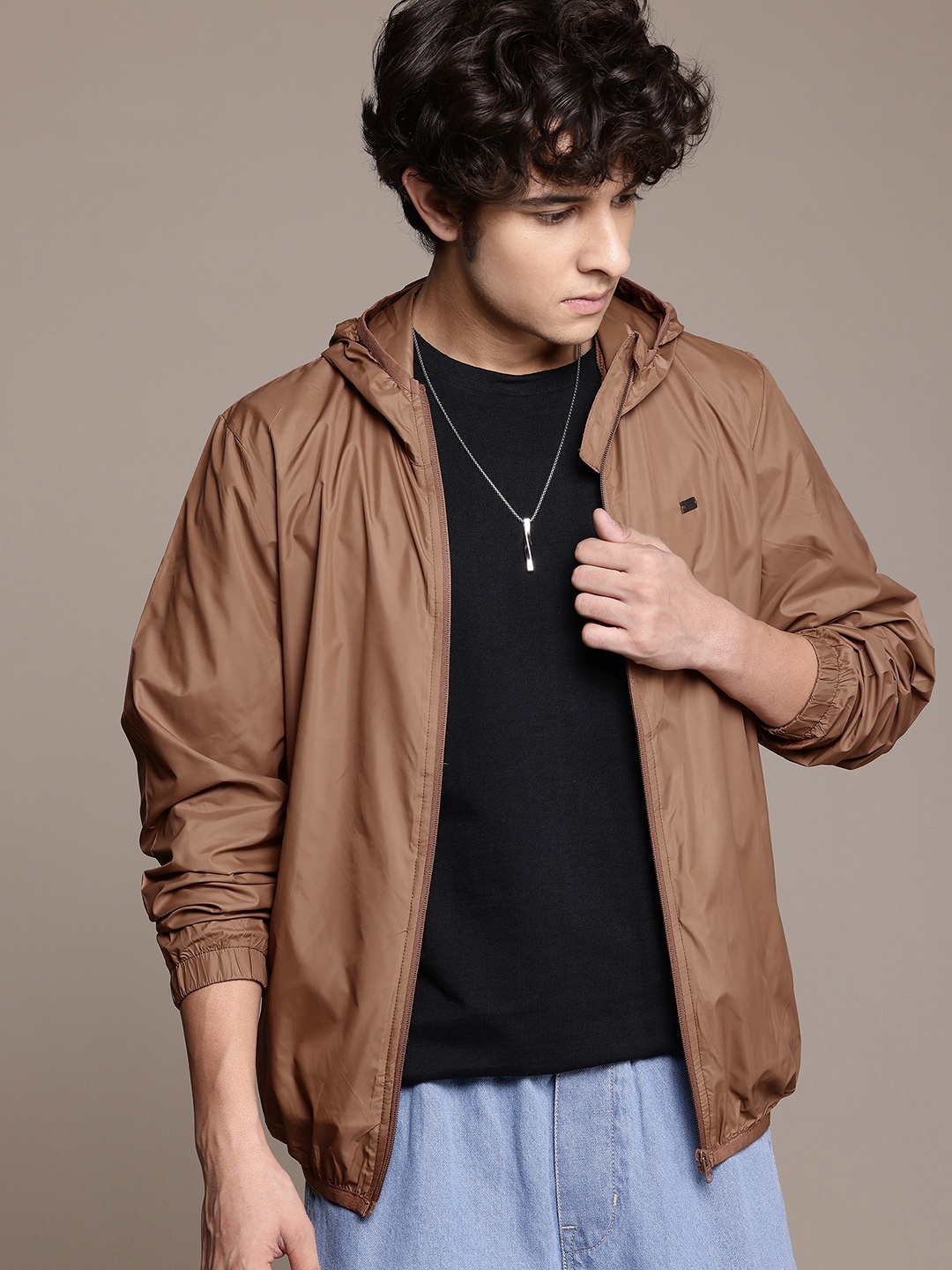 

The Roadster Lifestyle Co. Hooded Tailored Jacket, Brown