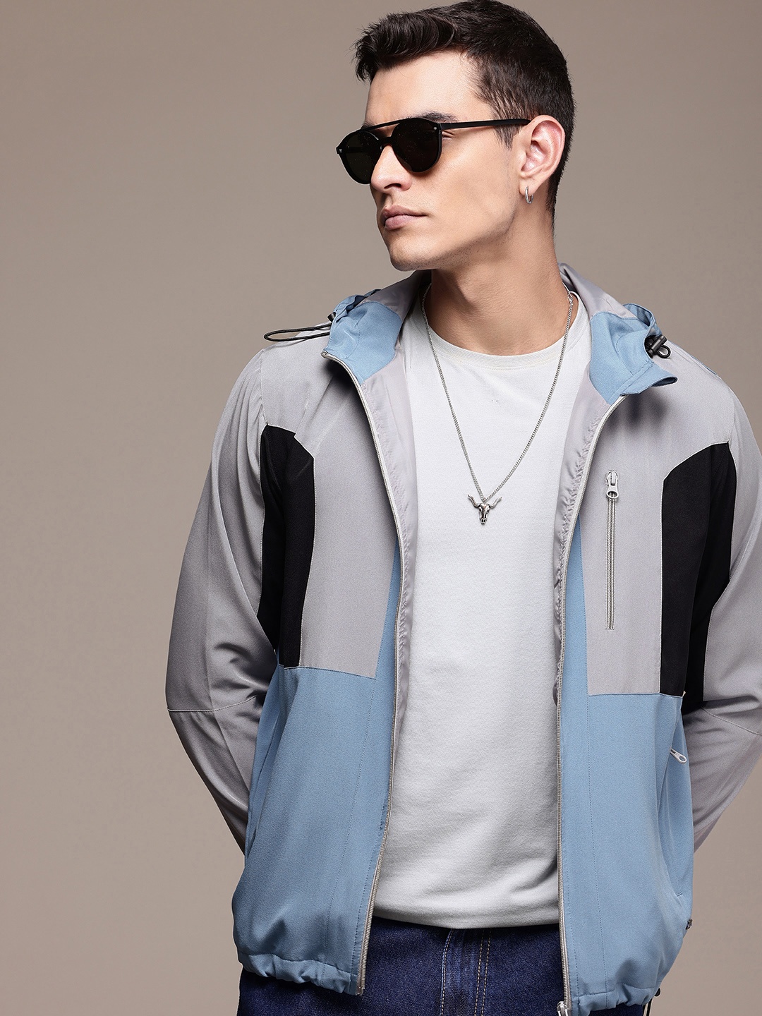 

The Roadster Life Co. Colourblocked Tailored Jacket, Blue