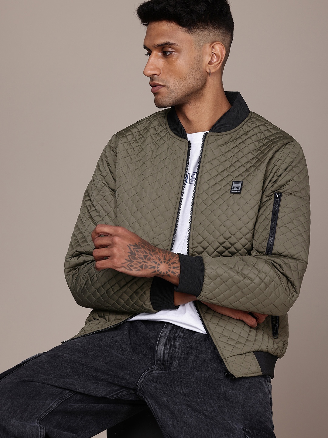 

The Roadster Life Co. Stand Collar Quilted Jacket, Olive