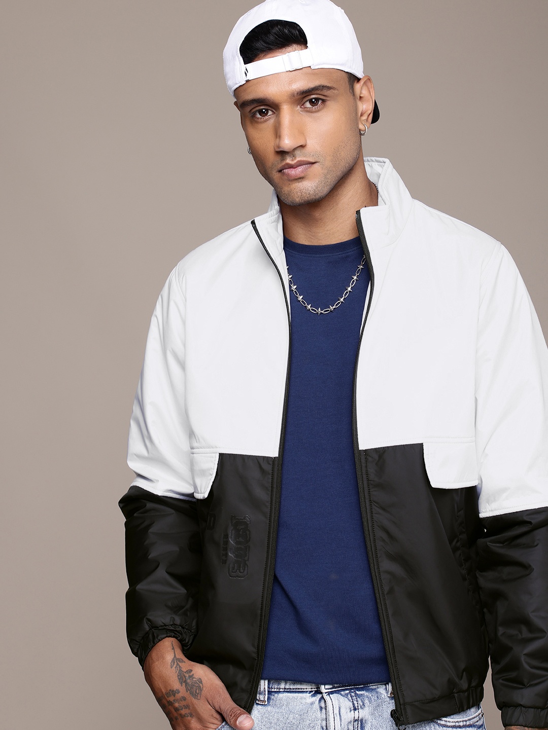 

The Roadster Life Co. Colourblocked Bomber Jacket, White