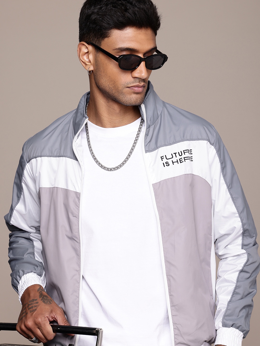 

The Roadster Life Co. Colourblocked Bomber Jacket, Grey